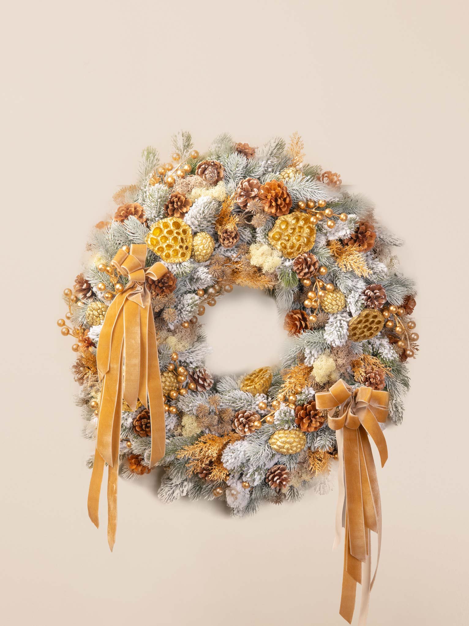 Frosted Gold Zen Faux Wreath – Main Image