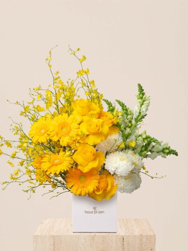 ZEN Lemon Light yellow white flower box in Dubai by Houz of Zen