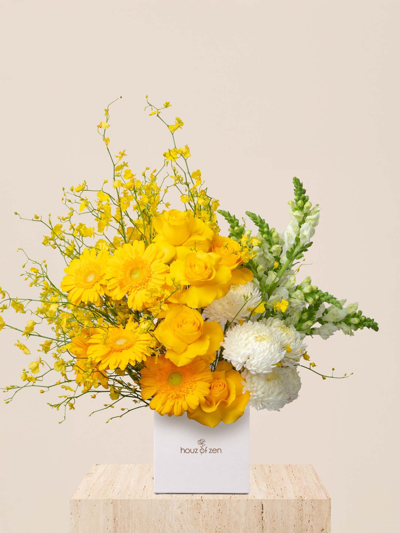 ZEN Lemon Light Yellow White Flower Box