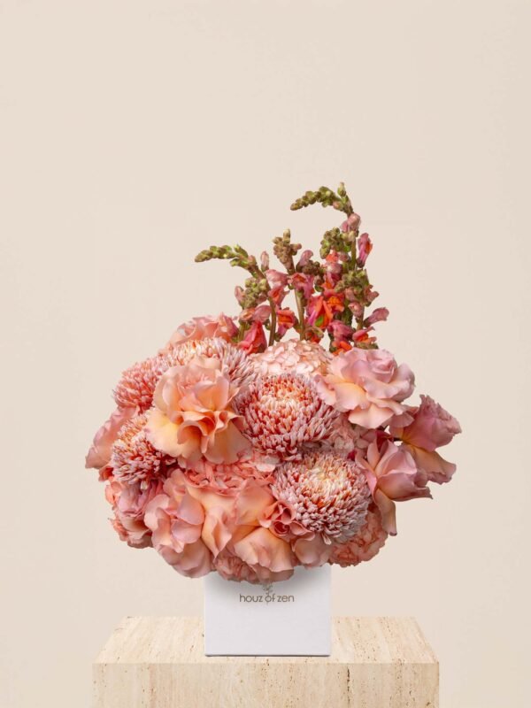 ZEN Peach Muse peach coral flower box in Dubai by Houz of Zen