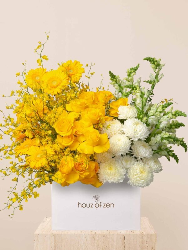 ZEN Sunlit Bloom yellow flower box in Dubai by Houz of Zen