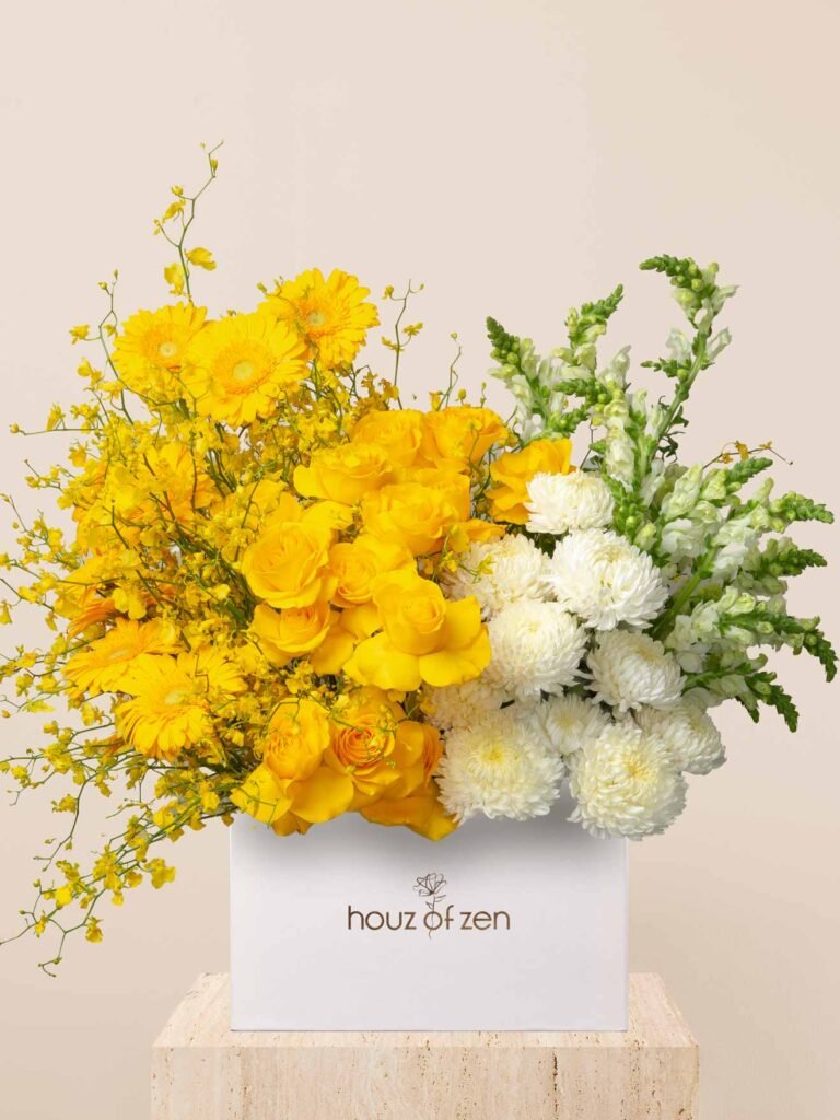 ZEN Sunlit Bloom yellow flower box in Dubai by Houz of Zen