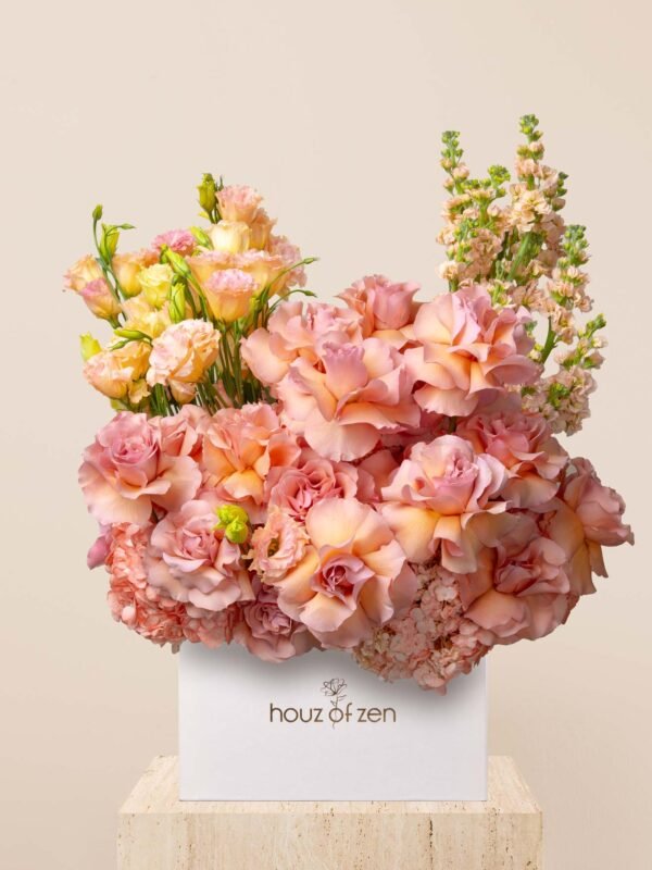 ZEN Sunlit Glow peach flower box in Dubai by Houz of Zen