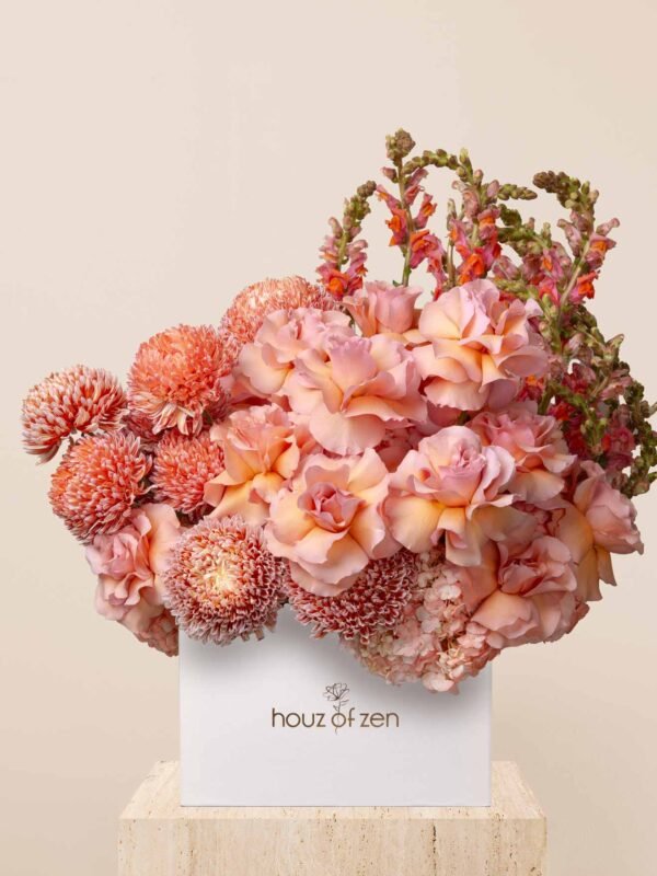 ZEN Sunset Haze coral flower box in Dubai by Houz of Zen
