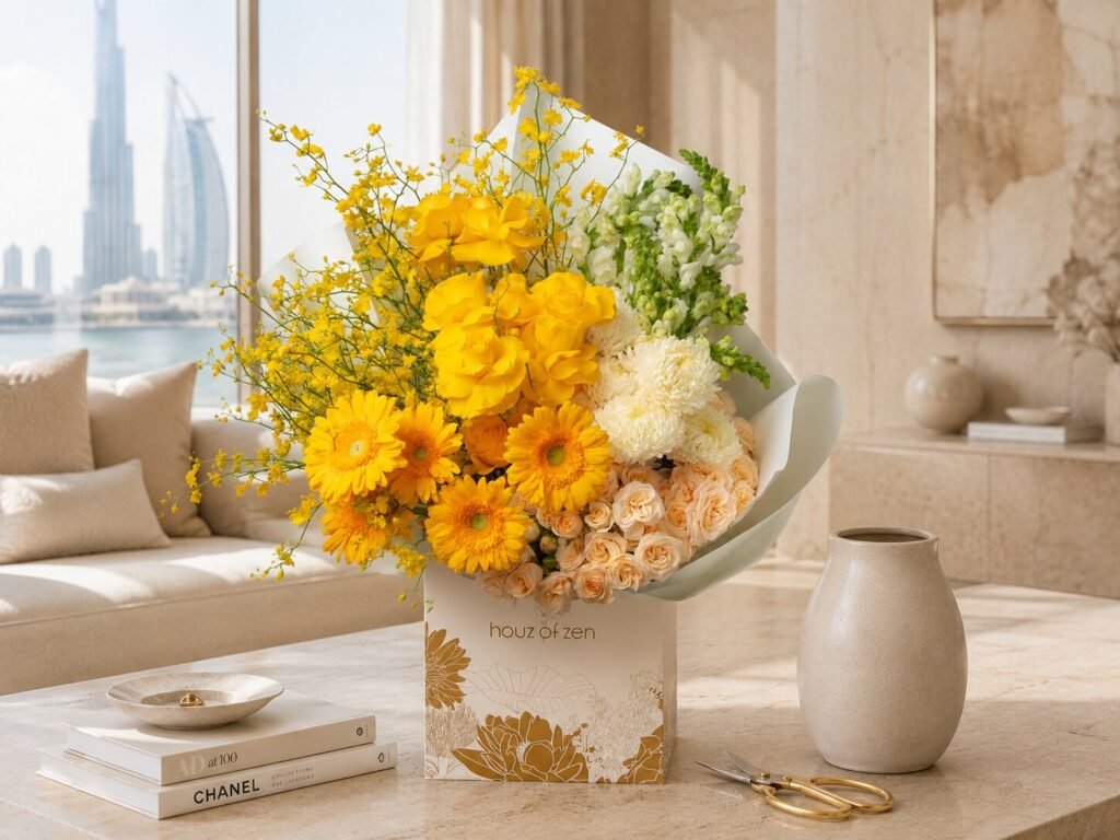 Bouquet care Dubai after flower delivery by Houz of Zen