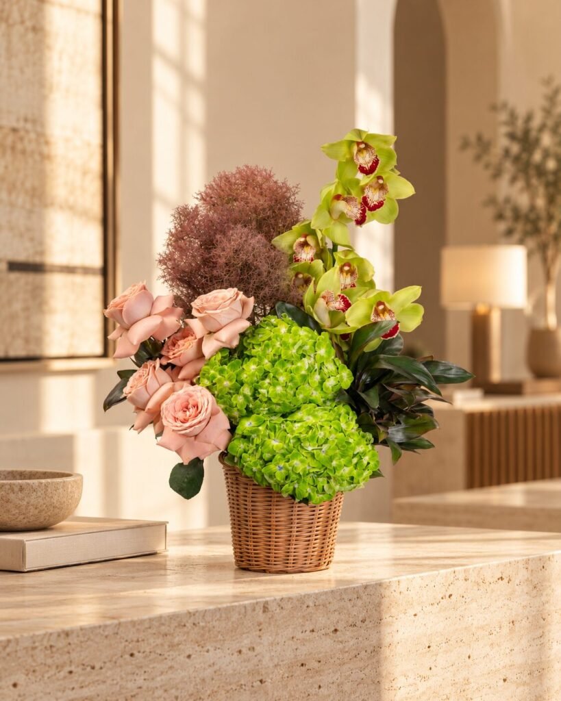 ZEN Soft Wadi | Green Orchid Flower Arrangement Dubai